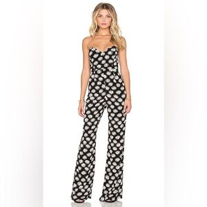 Stone Cold Fox | Black Printed Strapless Libra Pants Jumpsuit - Size 2 (Medium)